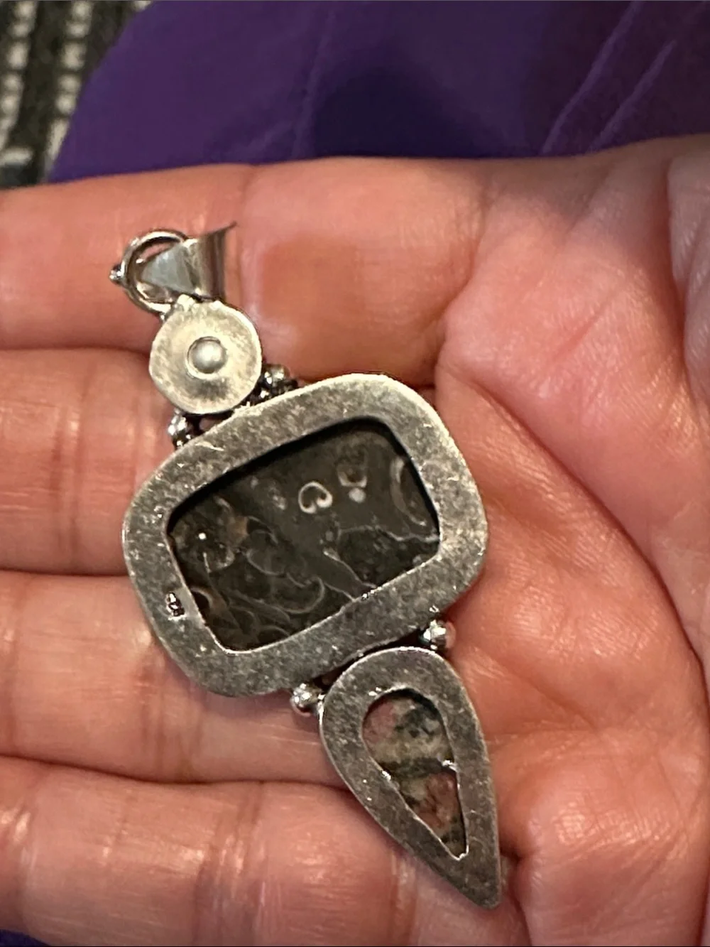 Artisan Black and White Jasper Pendant with Pearl Accent